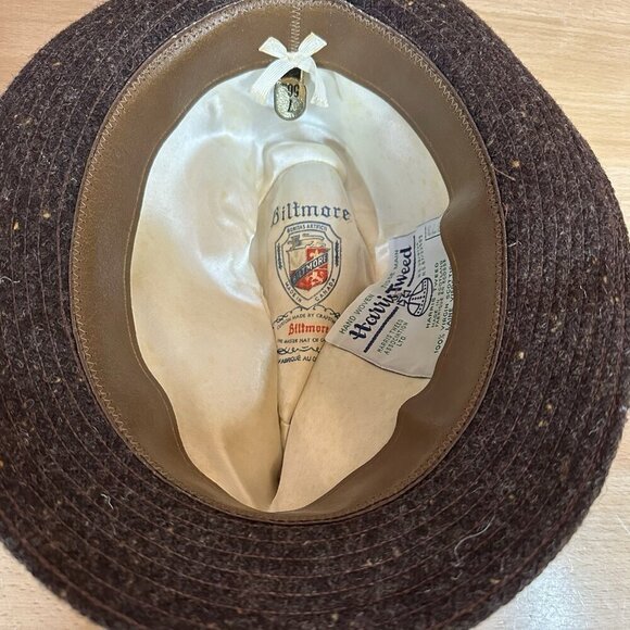 Vintage Biltmore HARRIS TWEED Scotland 100% Wool Fedora Trilby Hat Sz 7 - Picture 5 of 7